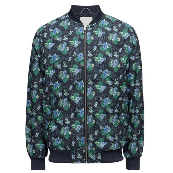 Knowledge Cotton Apparel Mens Print Pilot Bomber Jacket X-Large Total Eclipse - Picture 3 of 6